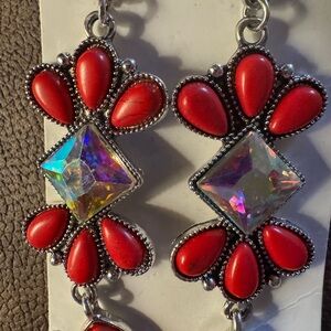 Red AB Statement Earrings